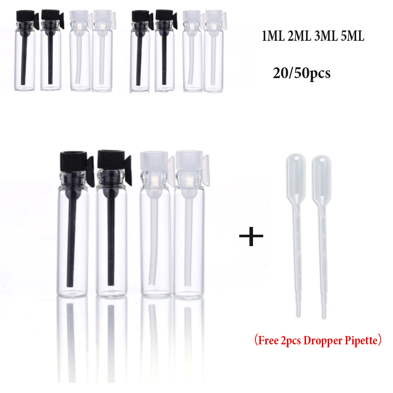 Perfume Fragrance Lab - 20/50pcs 1/2/3ml Empty Clear Glass Perfume