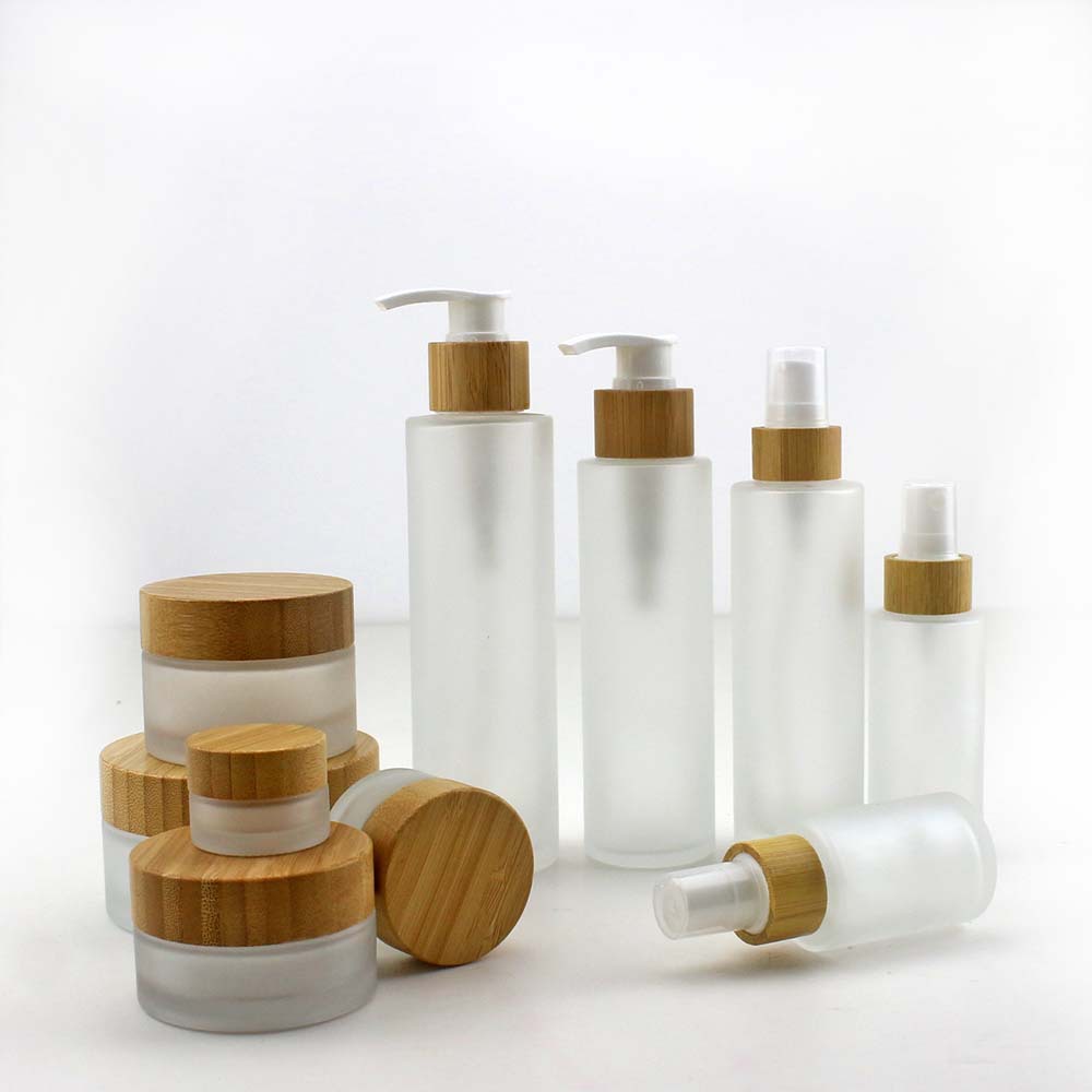 Fragrance Atomizer Pump - Natural Bamboo Perfume Bottle Frosted Glass